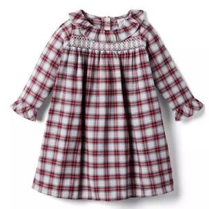 Janie & Jack smocked plaid nightgown dress toddler long sleeve ruffle collar